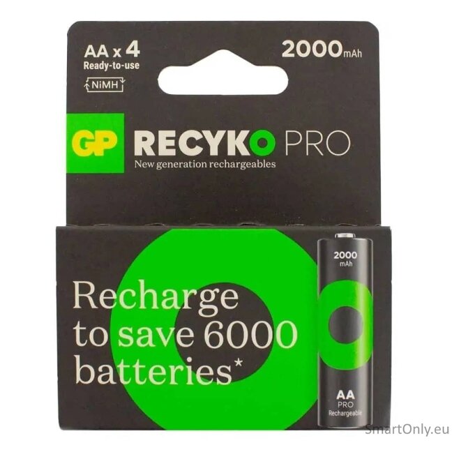 GP R6 AA Recyko PRO 2000mAh įkraunamos baterijos 4 vnt. (nauja pakuotė) GP R6 AA Recyko PRO 2000mAh įkraunamos baterijos 4 vnt. (nauja pakuotė)