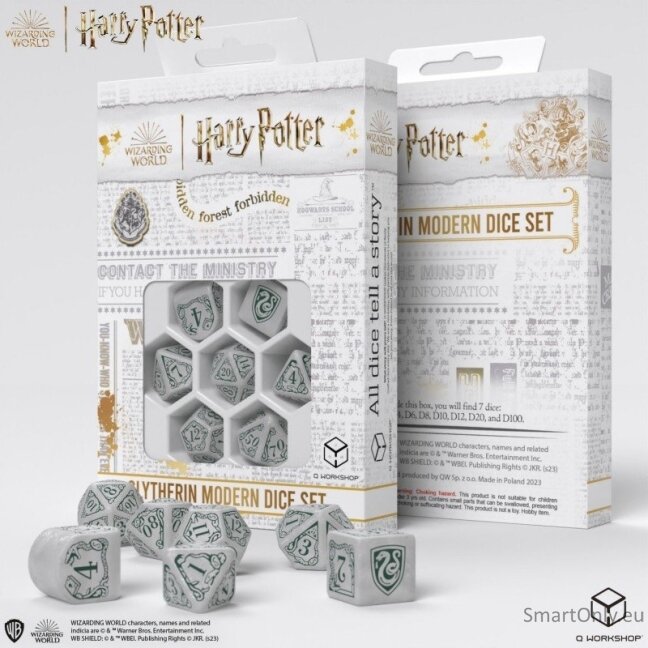 Harry Potter. Slytherin Modern Dice kauliukų rinkinys (baltos sp.) Harry Potter. Slytherin Modern Dice kauliukų rinkinys (baltos sp.)