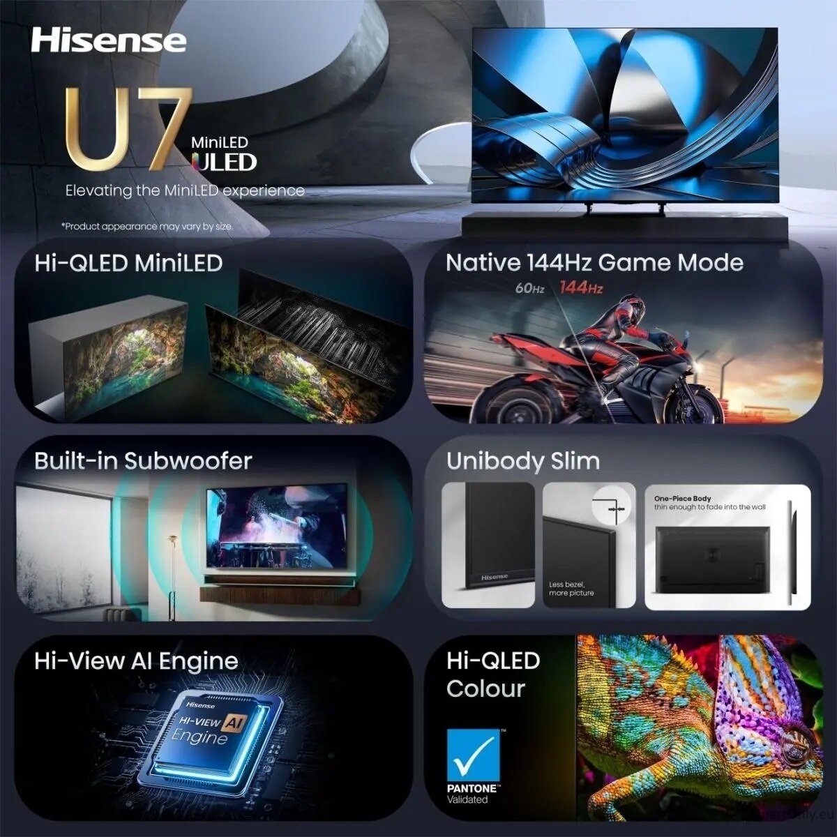 Hisense ULED MiniLED TV | 65U7SE | 65" | Smart TV | VIDAA OS | UHD | Black 9 Hisense ULED MiniLED TV | 65U7SE | 65" | Smart TV | VIDAA OS | UHD | Black 9