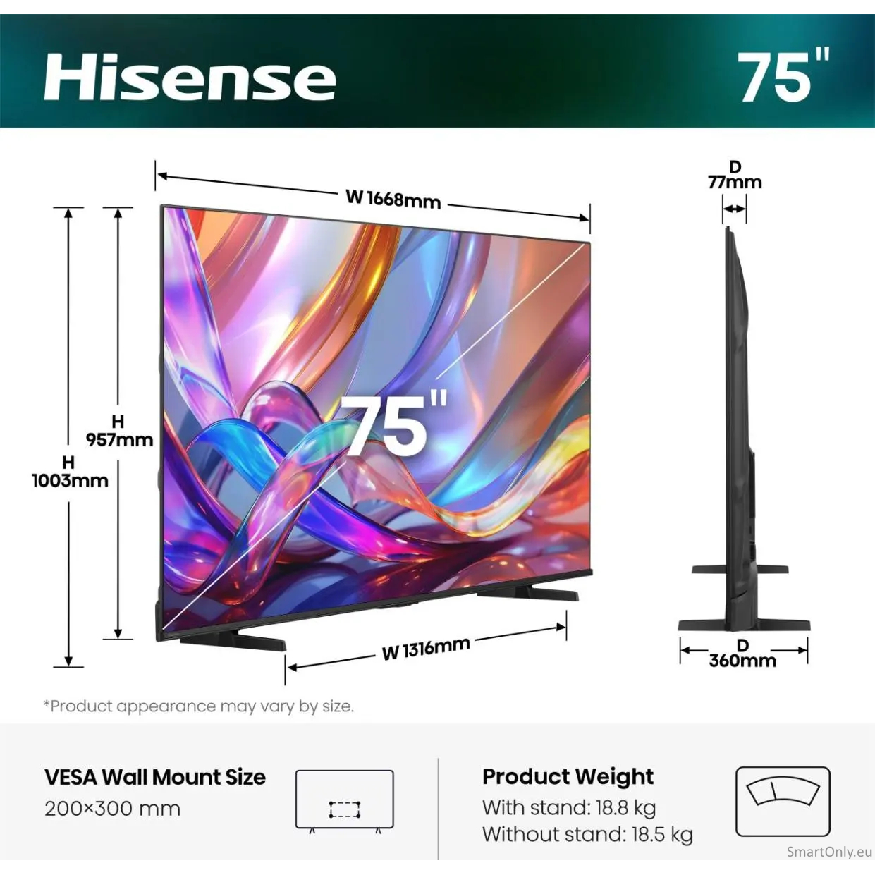 Hisense 75E7S 75" (189 cm) UHD QLED Smart TV | Hisense 1