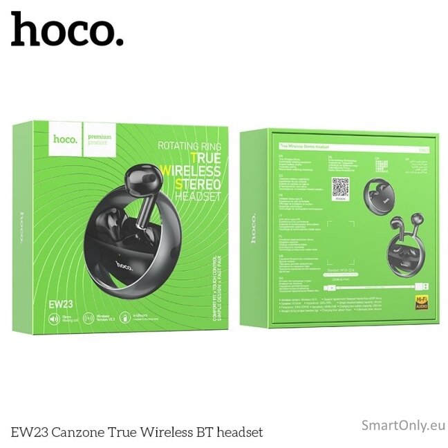 Hoco EW23 Canzone TWS belaidės ausinės Black 2