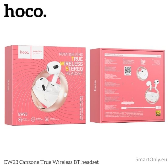 Hoco EW23 Canzone TWS belaidės ausinės Rose Gold 3