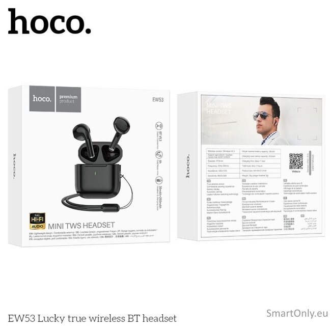 Hoco EW53 Lucky TWS belaidės ausinės Black 3