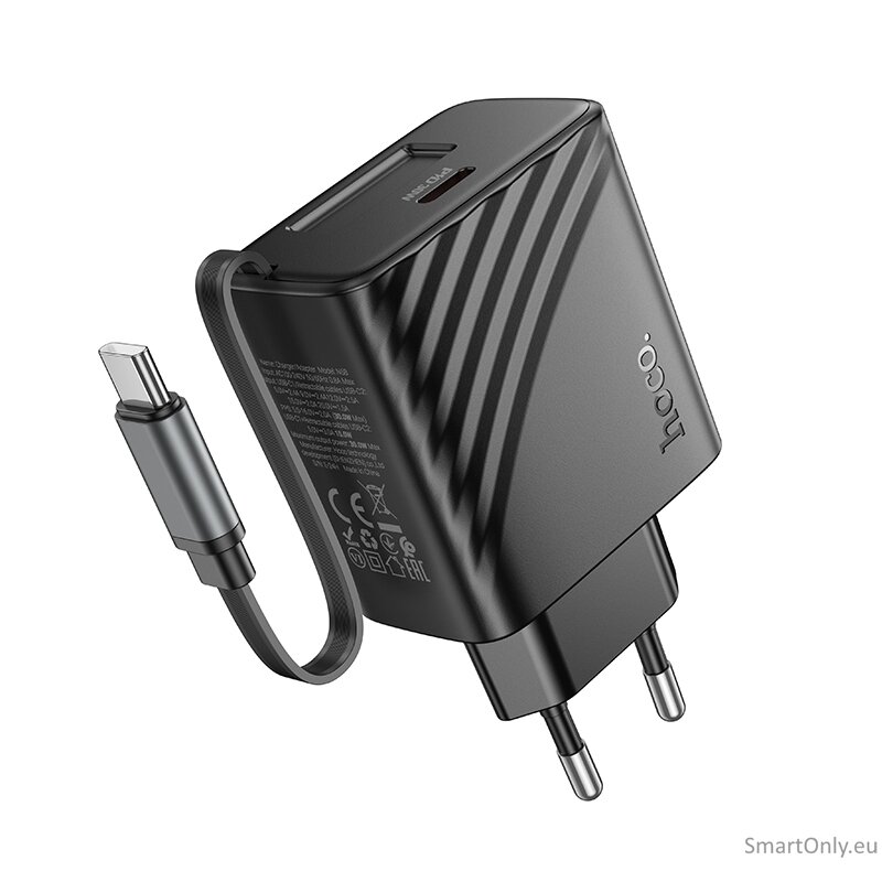 HOCO N58 PD30W CC kroviklis su ištraukiamu laidu Black 1 HOCO N58 PD30W CC kroviklis su ištraukiamu laidu Black 1