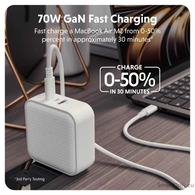 Hyper HyperJuice 70W USB-C GaN Travel Charger (3C+1A) - White | Hyper 2 Hyper HyperJuice 70W USB-C GaN Travel Charger (3C+1A) - White | Hyper 2