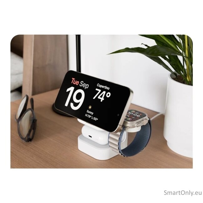 Hyper Hyperjuice® Qi2 3-in-1 Magnetic Charging Stand, White | Hyper 10