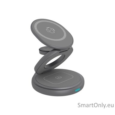 Icy Box IB-SH101-CH in 1 foldable magnetic charging stand for mobile phone, earpods and smartwatch, Aluminium