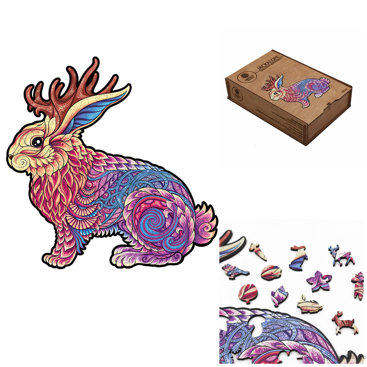 Jackalope Dėlionė Iš Medžio XL Dydis (600 detalių) Fantasy Puzzles Jackalope Dėlionė Iš Medžio XL Dydis (600 detalių) Fantasy Puzzles