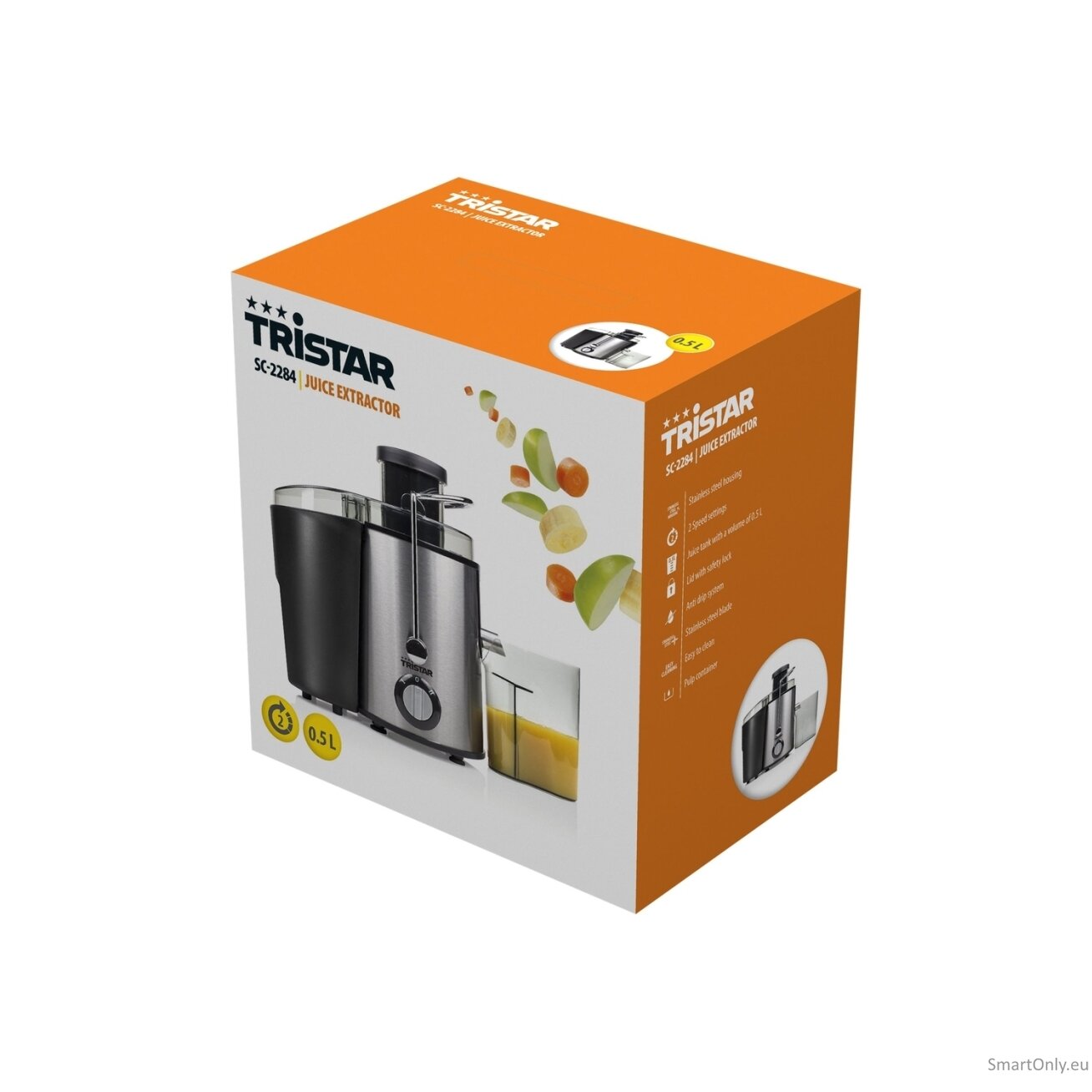 Juicer | Tristar | SC-2284 | Type Centrifugal juicer | Black/Stainless steel | 400 W | Number of speeds 2 7