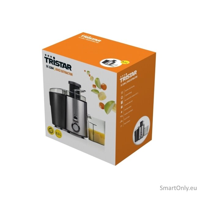 Juicer | Tristar | SC-2284 | Type Centrifugal juicer | Black/Stainless steel | 400 W | Number of speeds 2 7 Juicer | Tristar | SC-2284 | Type Centrifugal juicer | Black/Stainless steel | 400 W | Number of speeds 2 7