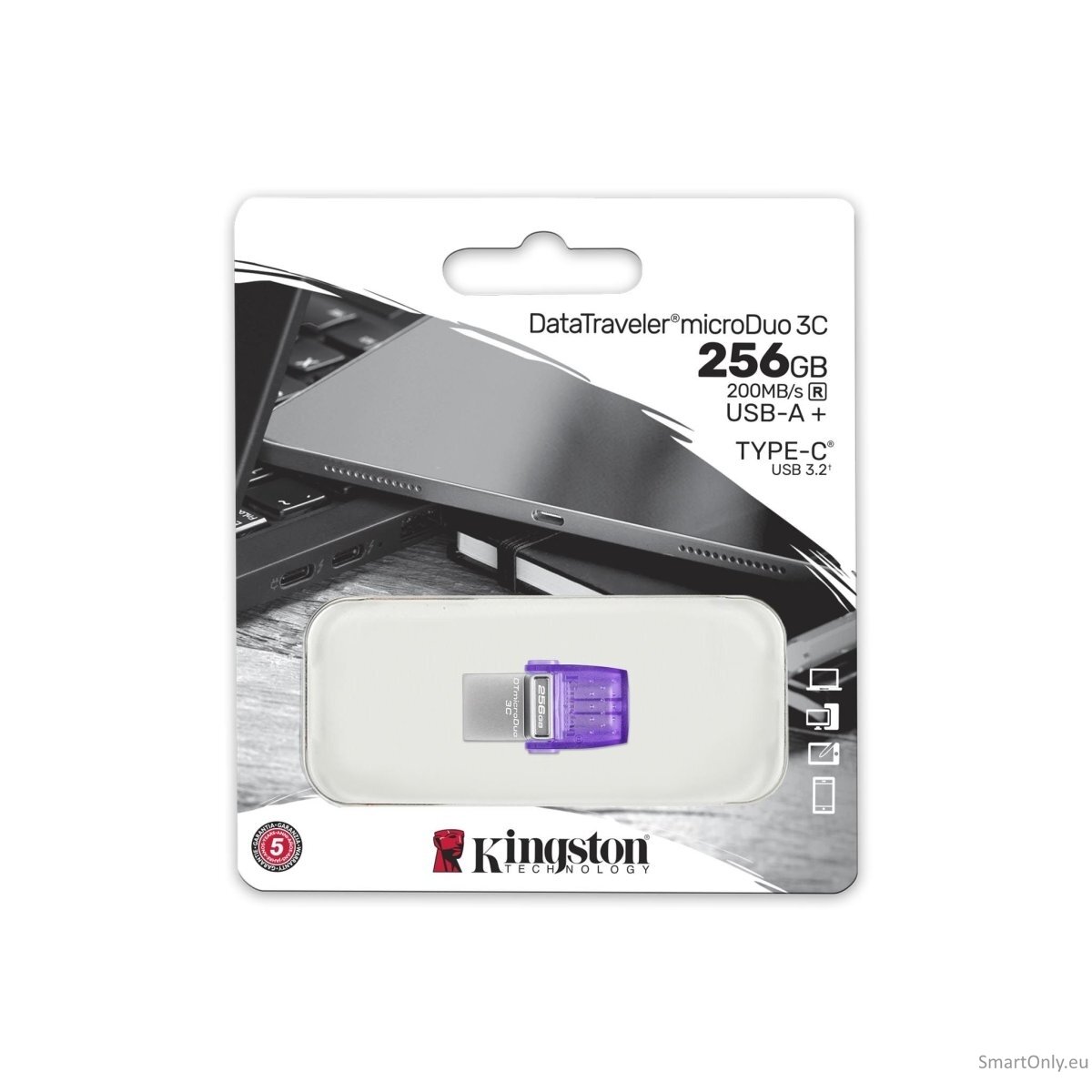 Kingston | DataTraveler | DT Micro Duo 3C | 256 GB | USB Type-C and Type-A | Purple 2