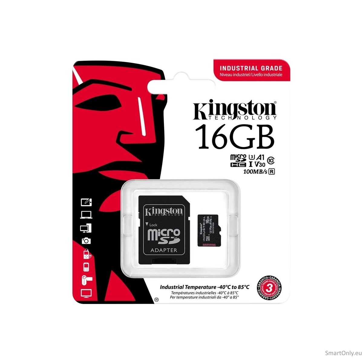 Kingston | UHS-I | 16 GB | microSDHC/SDXC Industrial Card | Flash memory class Class 10, UHS-I, U3, V30, A1 | SD Adapter 5 Kingston | UHS-I | 16 GB | microSDHC/SDXC Industrial Card | Flash memory class Class 10, UHS-I, U3, V30, A1 | SD Adapter 5