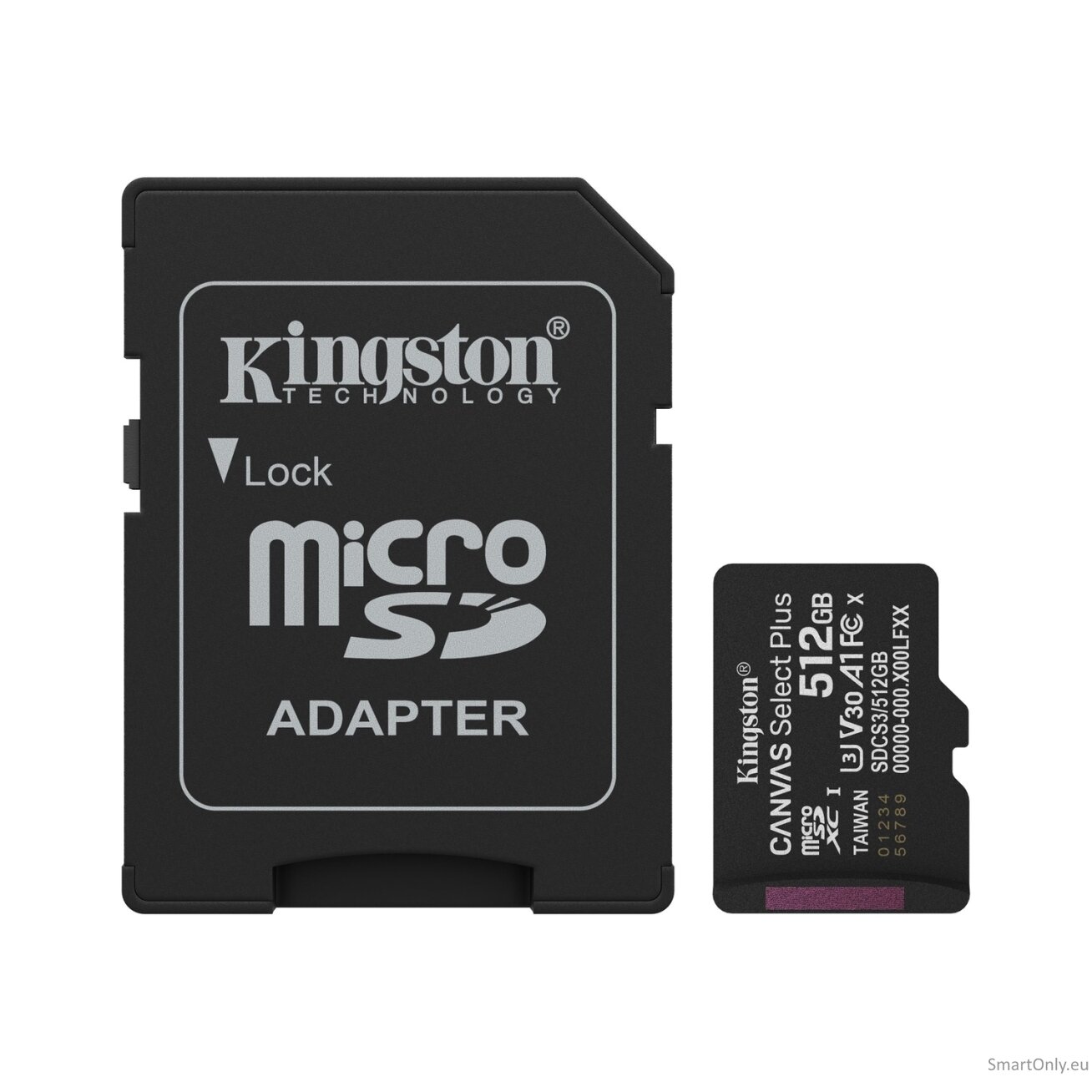 Kingston Canvas Select Plus | 512 GB | microSD | Flash memory class Class 10, UHS-I, U1/U3, video class 10/30, A1 2