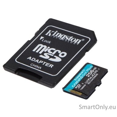Kingston | Canvas Go! Plus | 256 GB | microSD | Flash memory class Class 10, UHS-I, U3, V30, A2 Kingston | Canvas Go! Plus | 256 GB | microSD | Flash memory class Class 10, UHS-I, U3, V30, A2