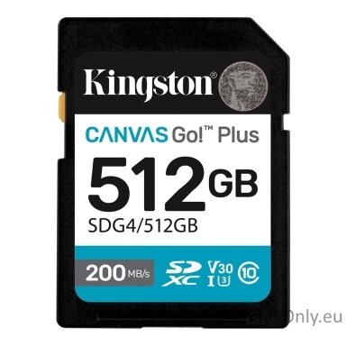 Kingston | Canvas Go! Plus | 512 GB | SD | Flash memory class Class 10, UHS-I, U3, V30 Kingston | Canvas Go! Plus | 512 GB | SD | Flash memory class Class 10, UHS-I, U3, V30