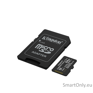 Kingston Canvas Select Plus | 64 GB | microSD | Flash memory class Class 10, UHS-I, U1/U3, video class 10/30, A1 Kingston Canvas Select Plus | 64 GB | microSD | Flash memory class Class 10, UHS-I, U1/U3, video class 10/30, A1