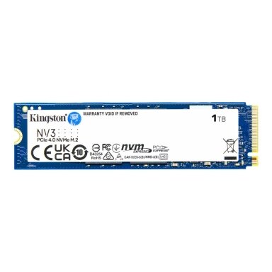 Kingston SSD | NV3 | 1000 GB | SSD form factor M.2 2280 | Solid-state drive interface PCIe NVMe Gen 4.0 (x4) | Read speed 6000 MB/s | Write speed 4000 MB/s Kingston SSD | NV3 | 1000 GB | SSD form factor M.2 2280 | Solid-state drive interface PCIe NVMe Gen 4.0 (x4) | Read speed 6000 MB/s | Write speed 4000 MB/s