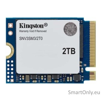 Kingston SSD | NV3 | 2000 GB | SSD form factor M.2 2230 | Solid-state drive interface PCIe 4.0 x4 NVMe | Read speed 6000 MB/s | Write speed 5000 MB/s