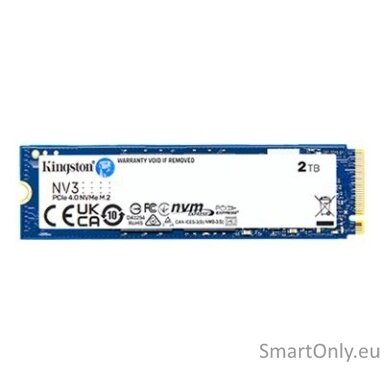 Kingston SSD | NV3 | 2000 GB | SSD form factor M.2 2280 | Solid-state drive interface PCIe NVMe Gen 4.0 (x4) | Read speed 6000 MB/s | Write speed 5000 MB/s Kingston SSD | NV3 | 2000 GB | SSD form factor M.2 2280 | Solid-state drive interface PCIe NVMe Gen 4.0 (x4) | Read speed 6000 MB/s | Write speed 5000 MB/s