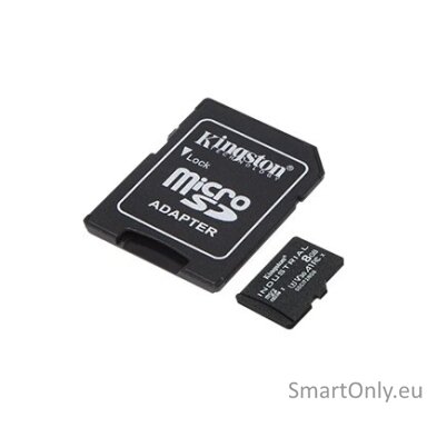 Kingston | UHS-I | 8 GB | microSDHC/SDXC Industrial Card | Flash memory class Class 10, UHS-I, U3, V30, A1 | SD Adapter Kingston | UHS-I | 8 GB | microSDHC/SDXC Industrial Card | Flash memory class Class 10, UHS-I, U3, V30, A1 | SD Adapter