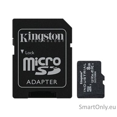 Kingston | UHS-I | 8 GB | microSDHC/SDXC Industrial Card | Flash memory class Class 10, UHS-I, U3, V30, A1 | SD Adapter Kingston | UHS-I | 8 GB | microSDHC/SDXC Industrial Card | Flash memory class Class 10, UHS-I, U3, V30, A1 | SD Adapter