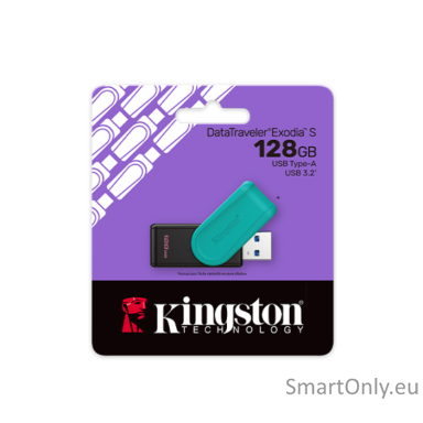 Kingston USB Flash Drive | DataTraveler Exodia S | 128 GB | USB 3.2 Gen 1 | Black/Turquoise Kingston USB Flash Drive | DataTraveler Exodia S | 128 GB | USB 3.2 Gen 1 | Black/Turquoise