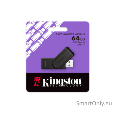 Kingston USB Flash Drive | DataTraveler Exodia S | 64 GB | USB 3.2 Gen 1 | Black