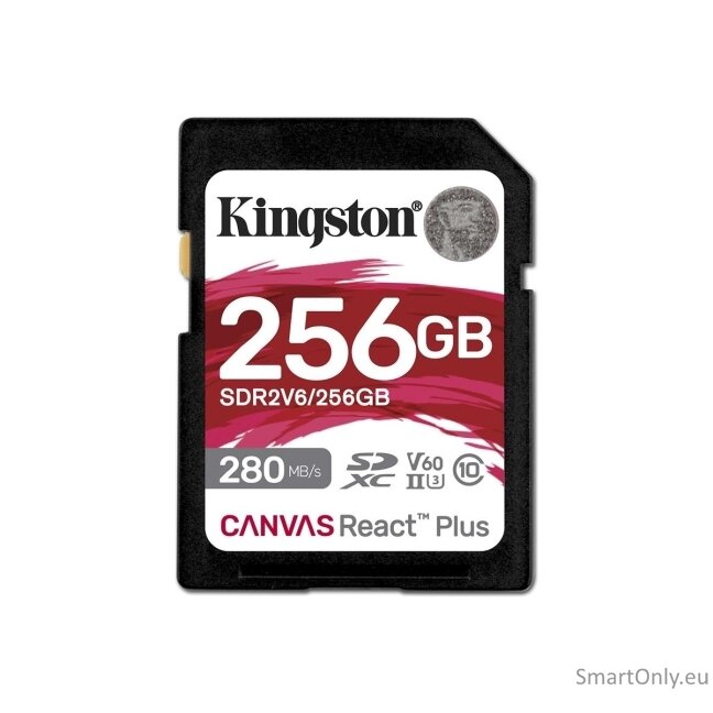 Kingston | Canvas React Plus | 256 GB | SD | Flash memory class 10 Kingston | Canvas React Plus | 256 GB | SD | Flash memory class 10