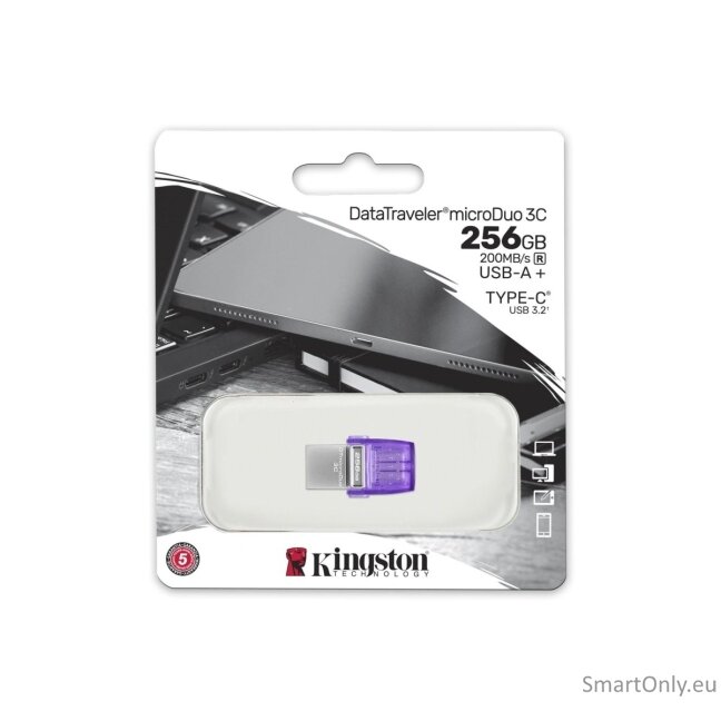 Kingston | DataTraveler | DT Micro Duo 3C | 256 GB | USB Type-C and Type-A | Purple 2 Kingston | DataTraveler | DT Micro Duo 3C | 256 GB | USB Type-C and Type-A | Purple 2