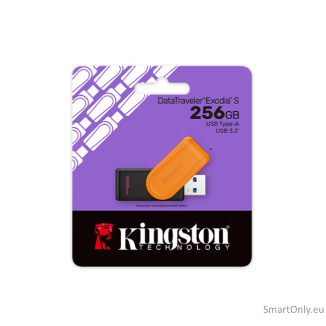 Kingston USB Flash Drive | DataTraveler Exodia S | 256 GB | USB 3.2 Gen 1 | Black/Orange 1 Kingston USB Flash Drive | DataTraveler Exodia S | 256 GB | USB 3.2 Gen 1 | Black/Orange 1