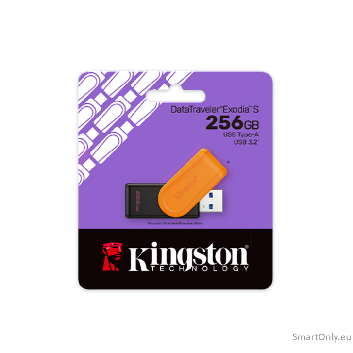 Kingston USB Flash Drive | DataTraveler Exodia S | 256 GB | USB 3.2 Gen 1 | Black/Orange 1 Kingston USB Flash Drive | DataTraveler Exodia S | 256 GB | USB 3.2 Gen 1 | Black/Orange 1