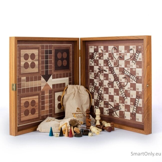 Klasikinio stiliaus 4in1 žaidimų rinkinys: šachmatai, nardai, ludo ir gyvatės (M dydžio) Manopoulos Klasikinio stiliaus 4in1 žaidimų rinkinys: šachmatai, nardai, ludo ir gyvatės (M dydžio) Manopoulos