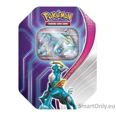 Kosmetinis defektas Pokémon TCG: Paradox Destinies Iron Crown Ex rinkinys metalinėje dėžutėje
