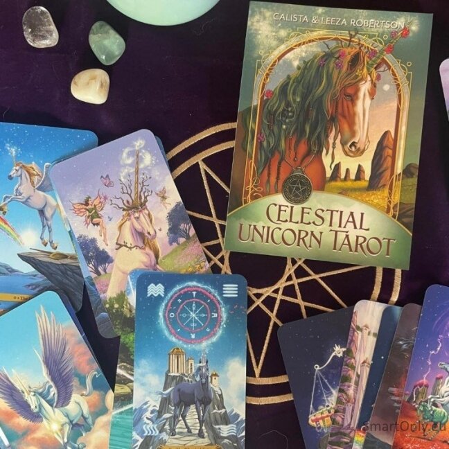 Kosmetinis defektas Celestial Unicorn Taro kortos Llewellyn 4 Kosmetinis defektas Celestial Unicorn Taro kortos Llewellyn 4