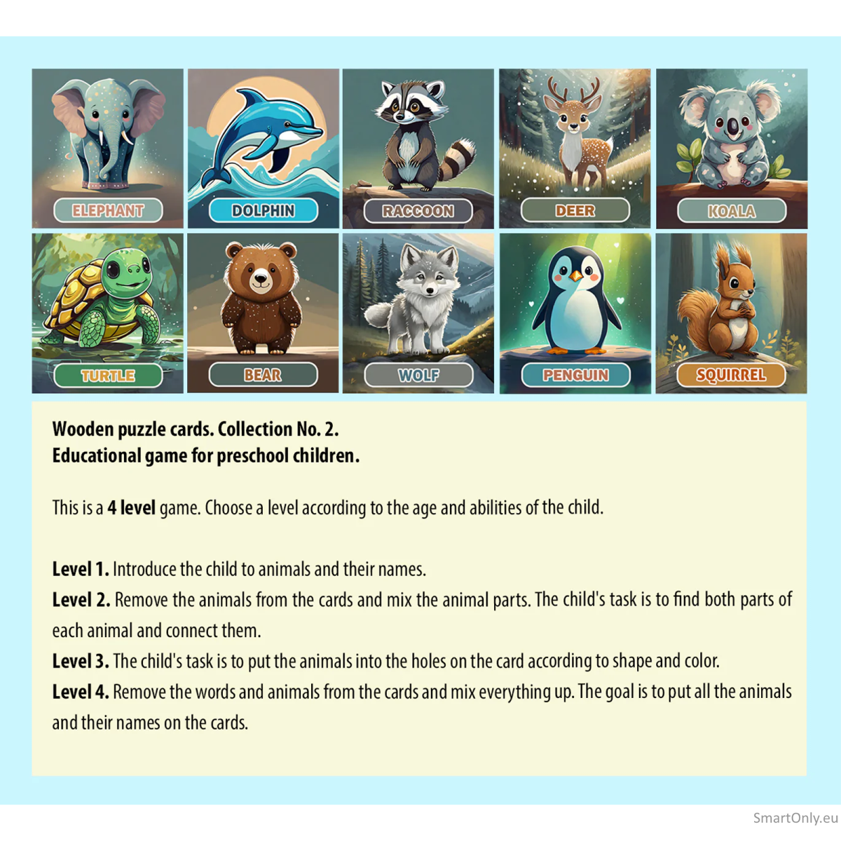 Lavinamoji Dėlionė Iš Medžio (Gyvūnų kolekcija nr. 2) (EN) Fantasy Puzzles 9