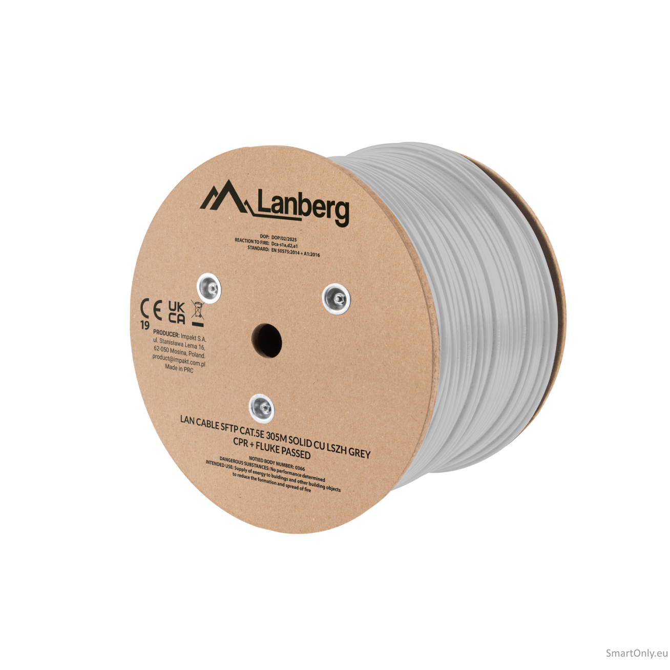 Lanberg Lan Cable Cat.5e SFTP 305M Solid CU LSZH Grey CPR+ Fluke Passed | Lanberg 1
