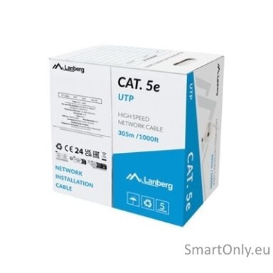 Lanberg | LAN Cable Cat.5E 305M Solid CCA Grey Fluke Passed | LCU5-15CC-0305-S