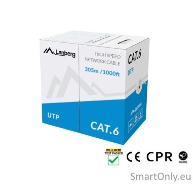 Lanberg | LAN Cable Cat.6 UTP Solid CU CPR + Fluke Passed | LCU6-11CU-0305-S Lanberg | LAN Cable Cat.6 UTP Solid CU CPR + Fluke Passed | LCU6-11CU-0305-S