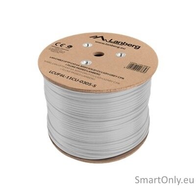 Lanberg | LAN Cable CAT.6A UFTP 305M Solid CU LSZH Grey CPR + Fluke Passed | LCUF6L-11CU-0305-S 1