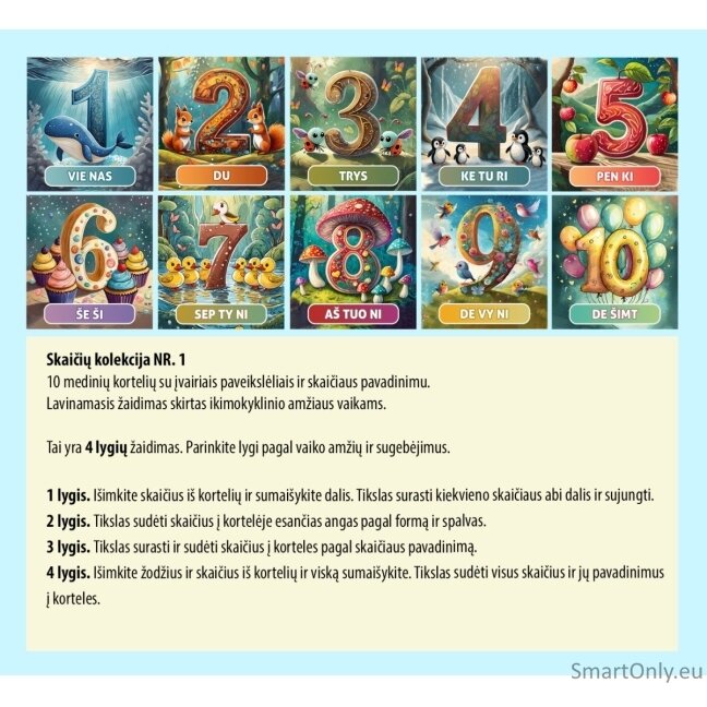 Lavinamoji Dėlionė Iš Medžio (Skaičių kolekcija nr. 1) (LT) Fantasy Puzzles 4