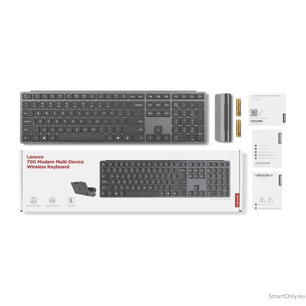 Lenovo | 700 Modern Multi-Device | Keyboard | Wireless | Lithuanian | Bluetooth | Luna Grey 9 Lenovo | 700 Modern Multi-Device | Keyboard | Wireless | Lithuanian | Bluetooth | Luna Grey 9