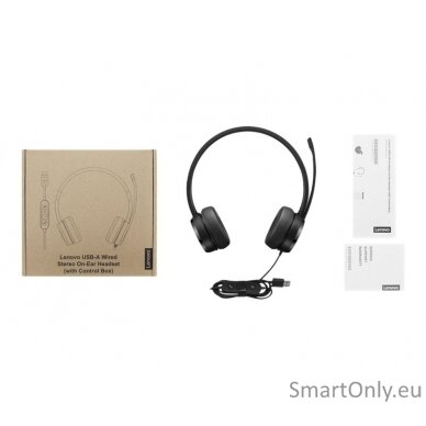 Lenovo USB-A Stereo Headset with Control Box Built-in microphone, Black, Wired, On-Ear 12