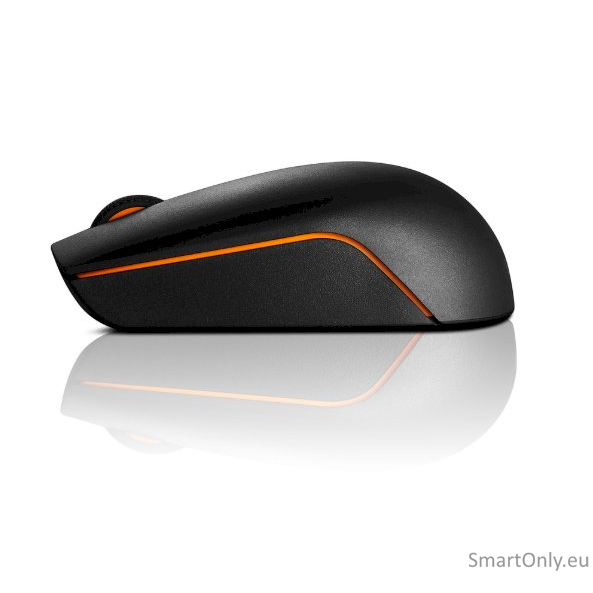 Lenovo Wireless Compact Mouse 300 2.4 GHz Wireless via Nano USB Optical Mouse 1 year(s) Black 3