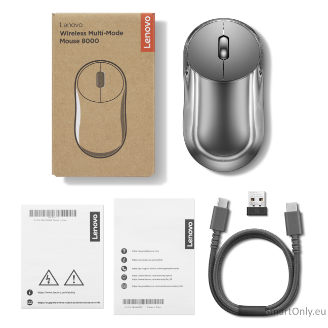 Lenovo Multi-Mode Mouse 8000 | Wireless | 2.4G, Bluetooth 5.3 | Thunder Grey 7 Lenovo Multi-Mode Mouse 8000 | Wireless | 2.4G, Bluetooth 5.3 | Thunder Grey 7