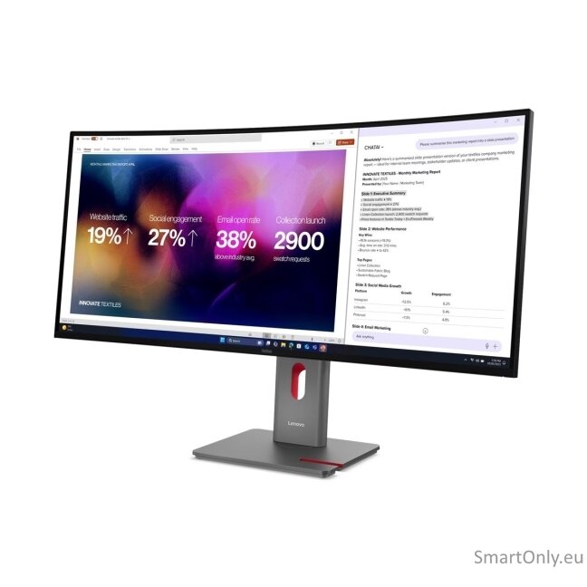 Lenovo | ThinkVision P40WD-40 | 39.7 " | IPS | WUHD | 21:9 | 120 Hz | 4ms GtG (Extreme mode) / 6ms GtG (Typical mode) ms | 5120 x 2160 pixels | 400 cd/m² | HDMI ports quantity 1 | Eclipse Black 1