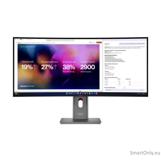 Lenovo | ThinkVision P40WD-40 | 39.7 " | IPS | WUHD | 21:9 | 120 Hz | 4ms GtG (Extreme mode) / 6ms GtG (Typical mode) ms | 5120 x 2160 pixels | 400 cd/m² | HDMI ports quantity 1 | Eclipse Black Lenovo | ThinkVision P40WD-40 | 39.7 " | IPS | WUHD | 21:9 | 120 Hz | 4ms GtG (Extreme mode) / 6ms GtG (Typical mode) ms | 5120 x 2160 pixels | 400 cd/m² | HDMI ports quantity 1 | Eclipse Black
