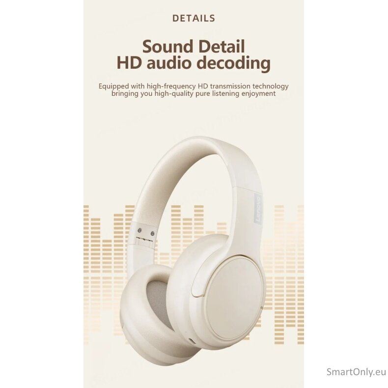 Lenovo TH20 wireless Headphones Beige 3