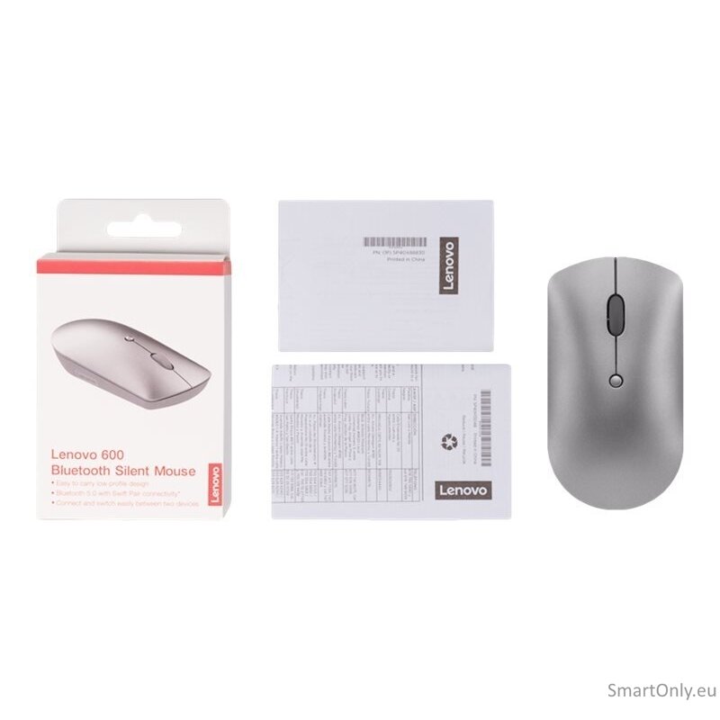 Lenovo Silent Mouse 600 Dual-host Bluetooth 5.0 Optical Mouse 1 year(s) Iron Grey 4 Lenovo Silent Mouse 600 Dual-host Bluetooth 5.0 Optical Mouse 1 year(s) Iron Grey 4