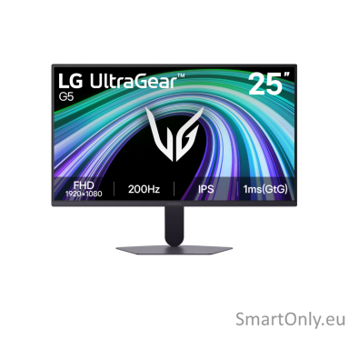 LG 25G523B-B UltraGear | 25 " | IPS | FHD | 16:9 | 200 Hz | 1 ms | 1920 x 1080 pixels | 300 cd/m² | HDMI ports quantity 2