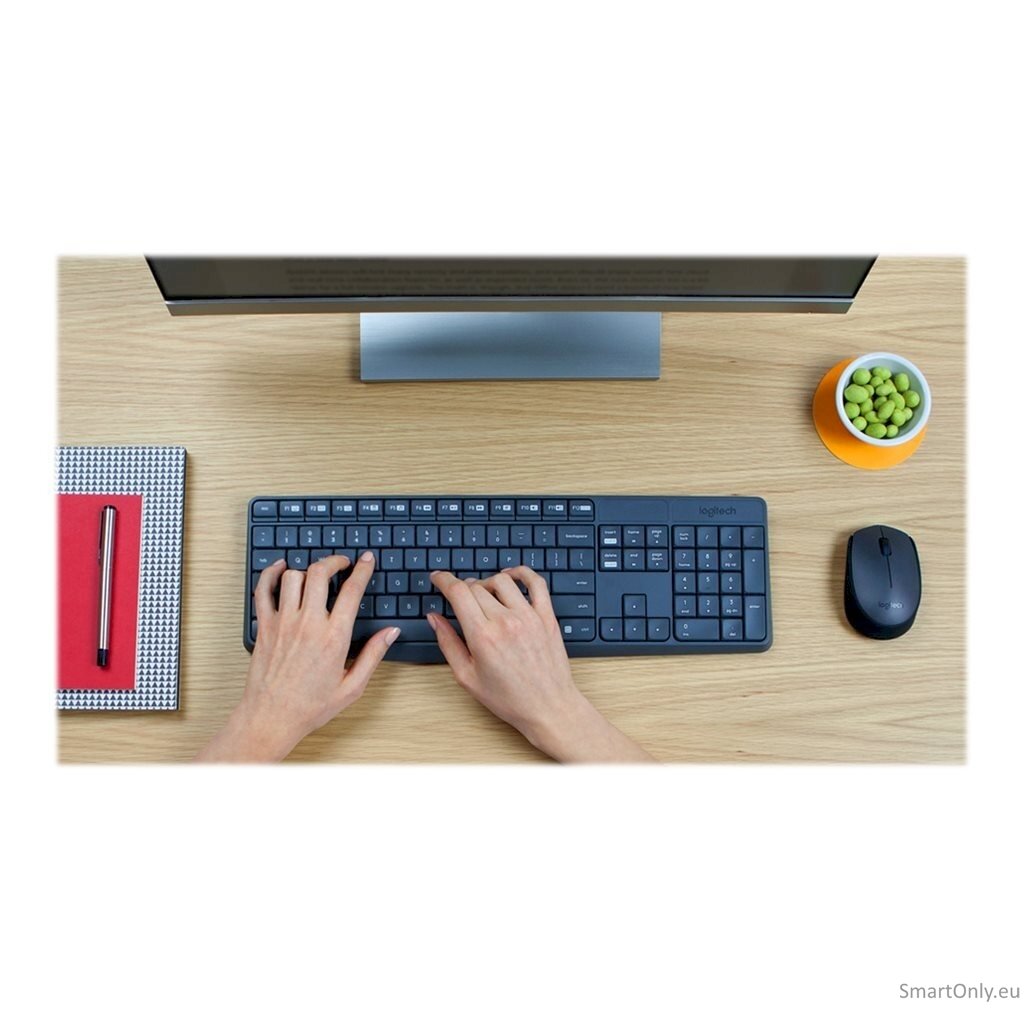 Logitech MK235 Keyboard and Mouse Set Wireless Mouse included Batteries included US Black 475 g 15
